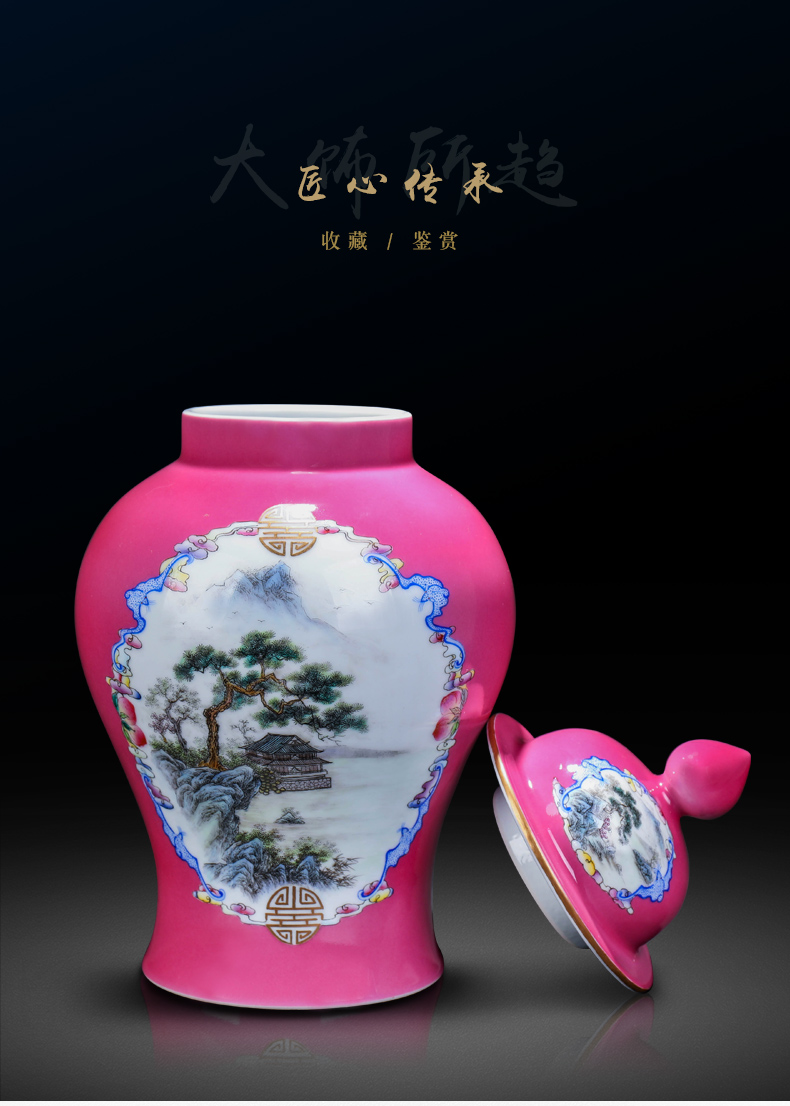 Jingdezhen ceramic all hand - made imitation the qing yongzheng offering general red paint as cans of new Chinese style household storage tank caddy fixings