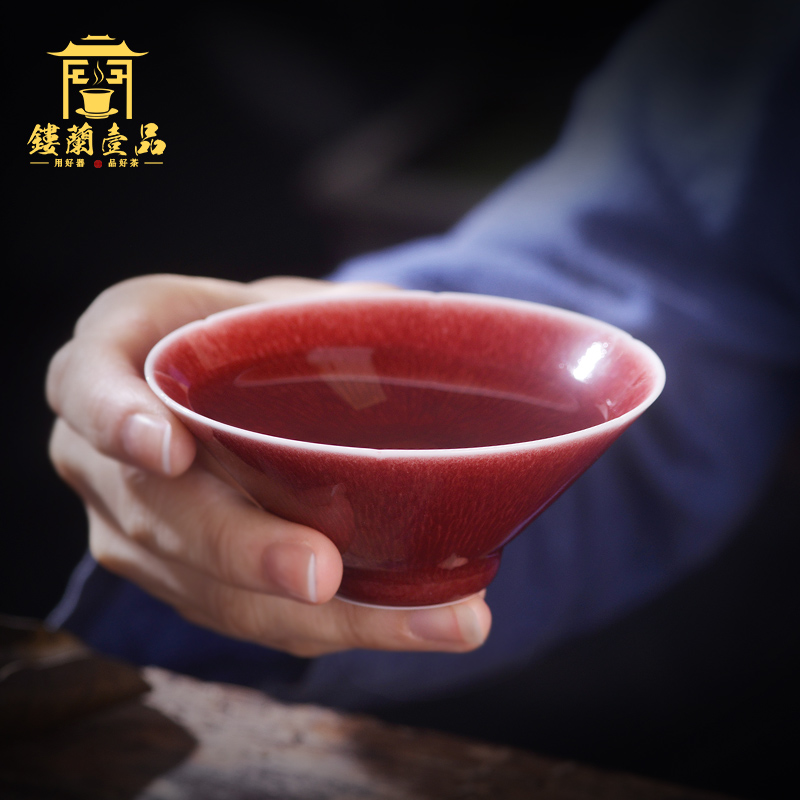 Jingdezhen up up with red glaze master cup single CPU kung fu tea cups a single individual sample tea cup high - grade ceramics