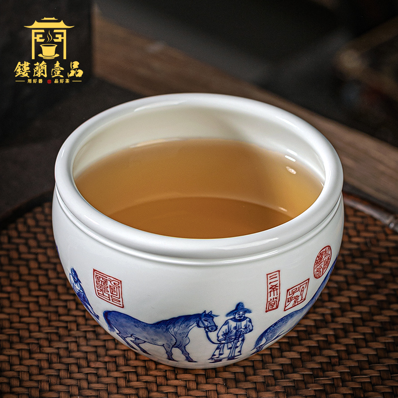 Jingdezhen ceramic pure hand - made five misty blue large tea wash tea accessories for wash bowl with writing brush washer water jar