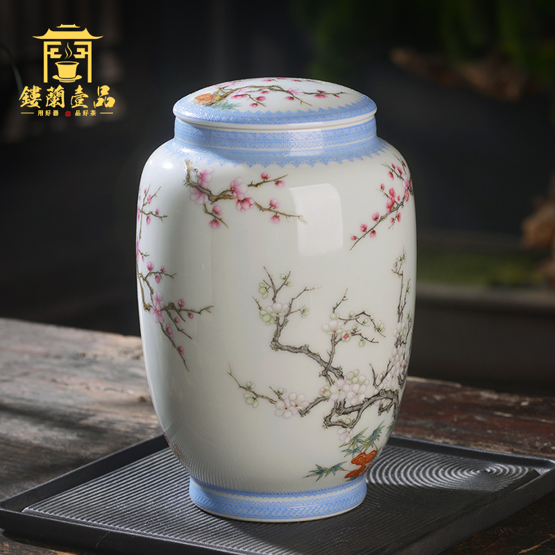 Jingdezhen ceramic hand - made pastel MeiKaiWuFu caddy fixings all hand receive tank storage POTS crafts