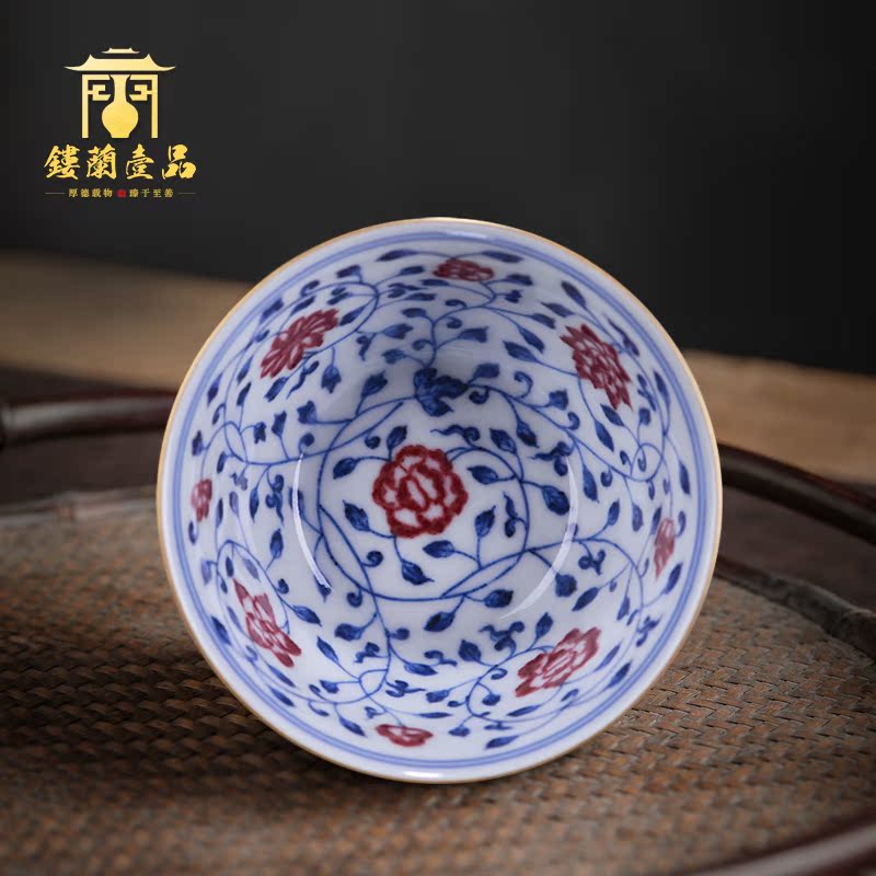 Jingdezhen ceramics all hand - made porcelain teacup inside the master cup single cup sample tea cup kung fu tea set porcelain cups