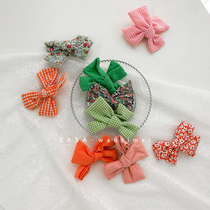 SASAs ball sister baby hairpin hair accessories Childrens fabric floral check bow hairpin three-piece set