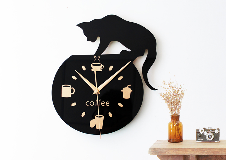 Creative Wall Clock Cat Climbing Coffee Kitchen Watch Creative Wall Clock Cat Climbing Coffee Kitchen Watch