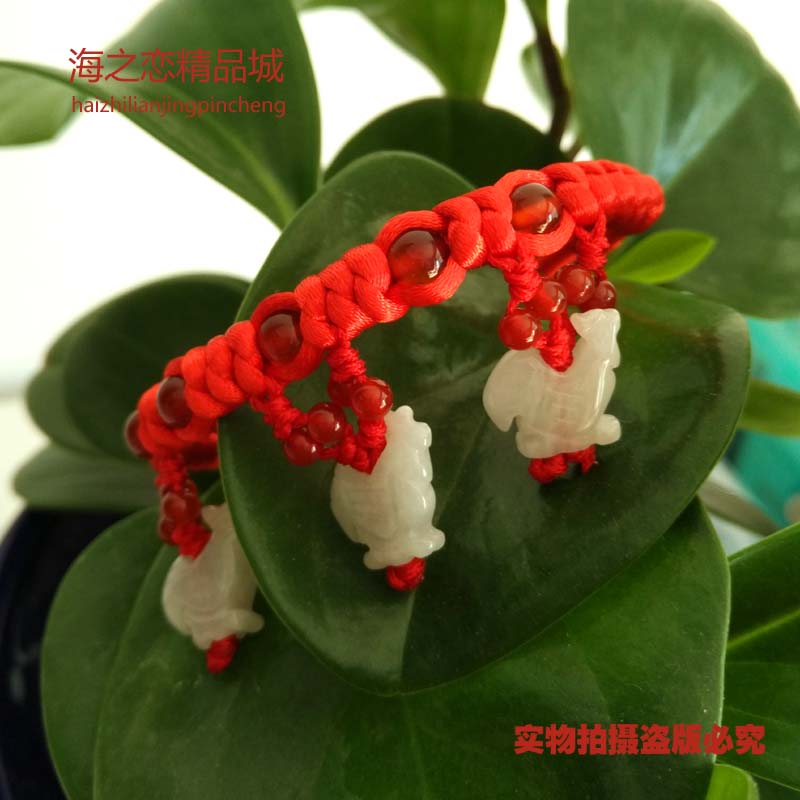 Zodiac Tiger Feet refining the original year jewelry natural jade knot red rope hand thick rope male and female monkey dog pig rabbit chicken Tiger
