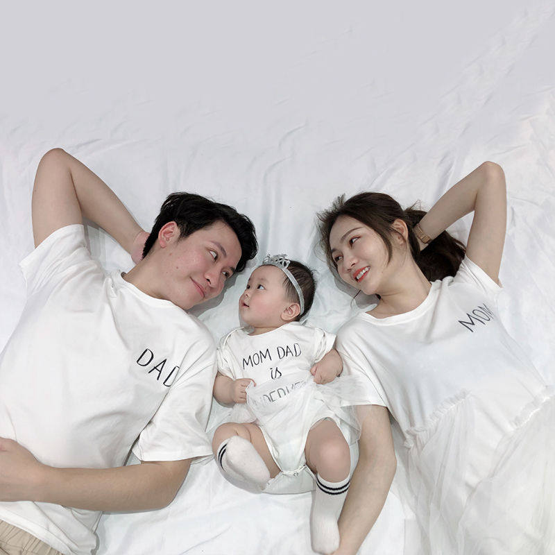 Parent-child summer dress a family of three dress breastfeeding baby mother-daughter dress photo mother-daughter foreign pie large size family portrait