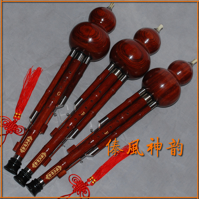 Dai style charm black red sandalwood white copper three-tone detachable and adjustable professional performance bamboo-shaped major cucurbit silk