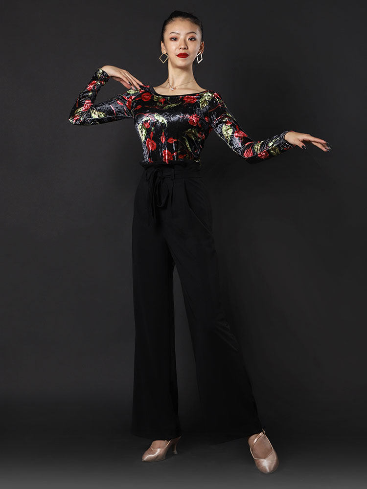 Yishang Dance new Latin dance bud pants women's modern dance pants Autumn and winter national standard dance high waist wide leg dance pants