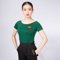 Arts Champ Dance Latin Practice Womens Morden Blouse National Standard Dance Mens Training Suit Pure Cotton Short Sleeve Square Dancing Clothes