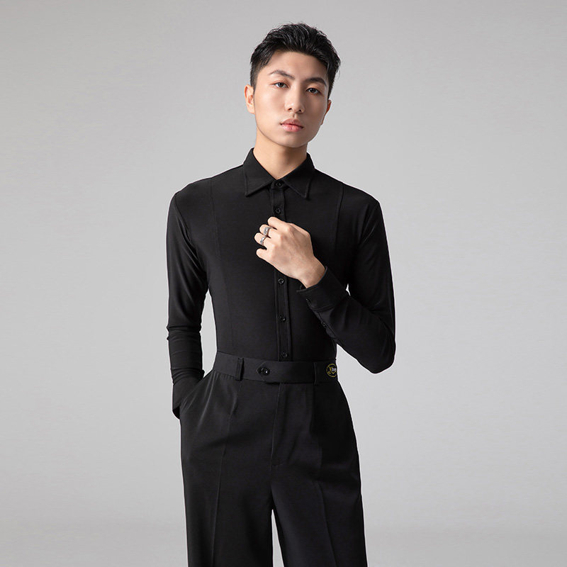 Art Dance New Latin Practice Dress Male Modern Show Long Sleeve Shirt Adult National Standard Dance Professional Tournament