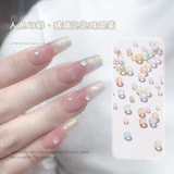 Стеклянное смешанное украшение для ногтей для маникюра из жемчуга, популярно в интернете