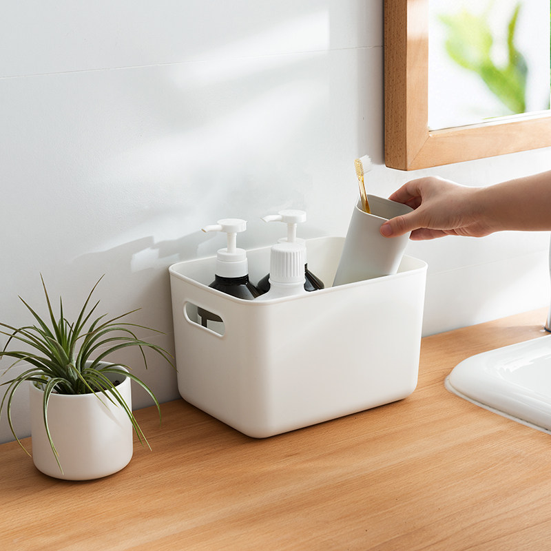 Organize Storage Basket Bathroom Kitchen Powder Room Plastic Storage Box Desktop Sundries Toy Storage Basket