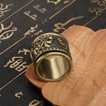 Antique qing dynasty guangxu period personalized handmade men's toy pieces brass finger ring copper finger ring antique miscellaneous