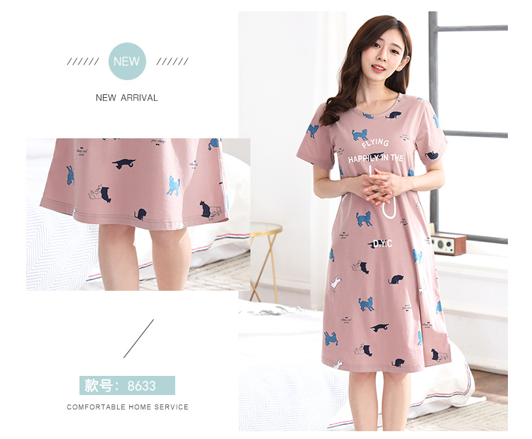 Mùa hè nightdress cotton lỏng ladies XL cộng với chất béo MM200 kg phụ nữ mang thai ăn mặc đồ ngủ mùa hè