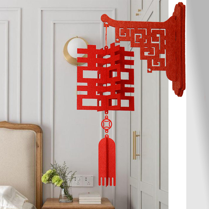 Wedding ceremony Wedding flowers supplies pendant Wedding room new room decoration decoration non-woven three-dimensional happy word lantern hanging ornament