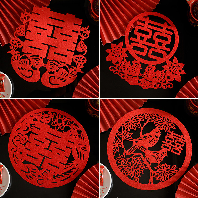 Happy words Wedding Exclusive Wedding room Placement New house doors Decorative Room Doors Double-happy-word stickers Weddings Weddings-Taobao