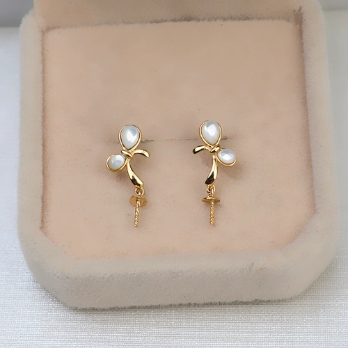 Серьги с бантиком, аксессуары из жемчуга, G18, золото 18 карат, простой и элегантный дизайн