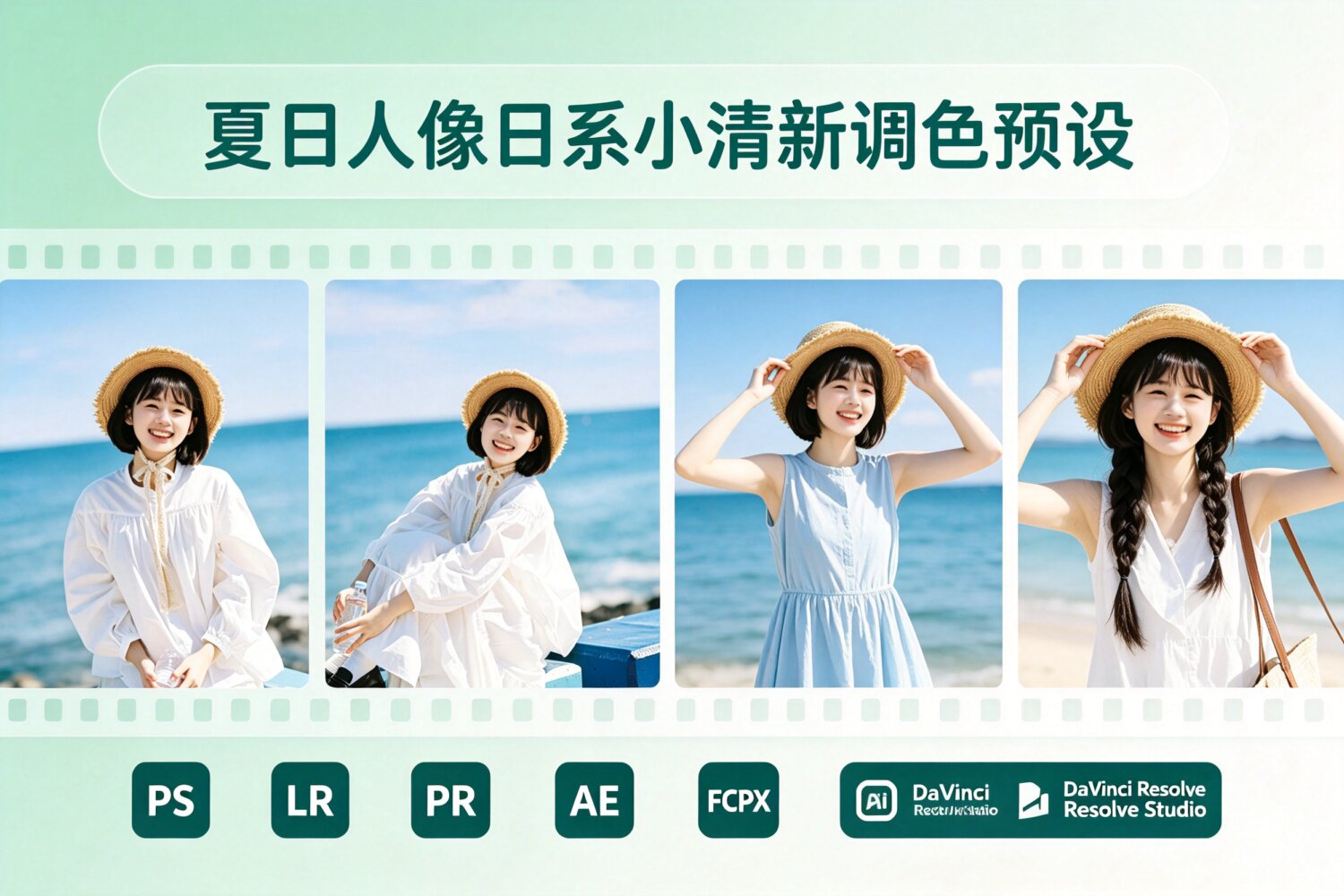 【预设】海边人像夏日清新Lightroom预设FCPX手机滤镜PR调色PS剪映LUT
