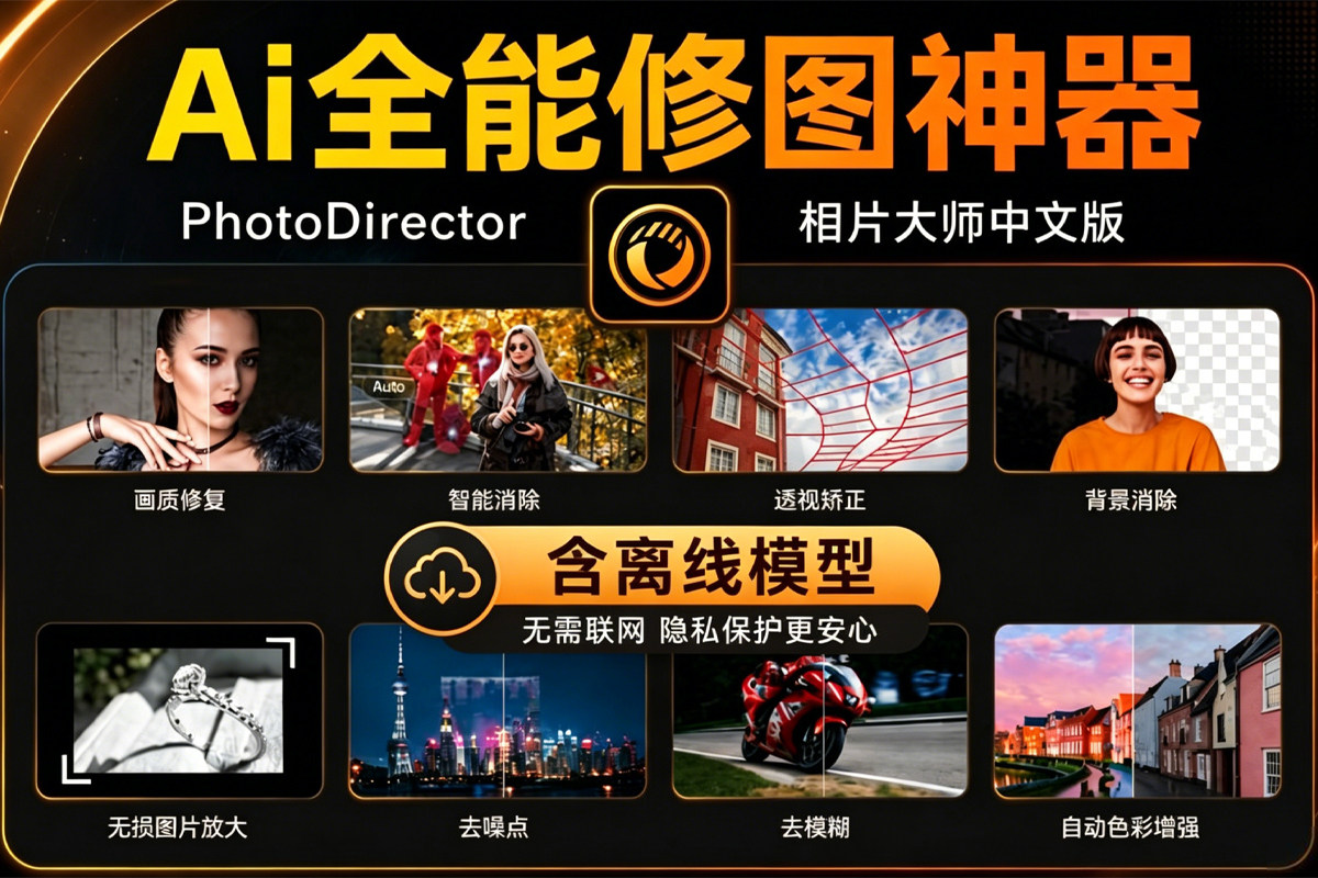 全能修图神器 PhotoDirector 2026.v17.6.1729.0 相片大师+离线模型包 一键安装 中文版