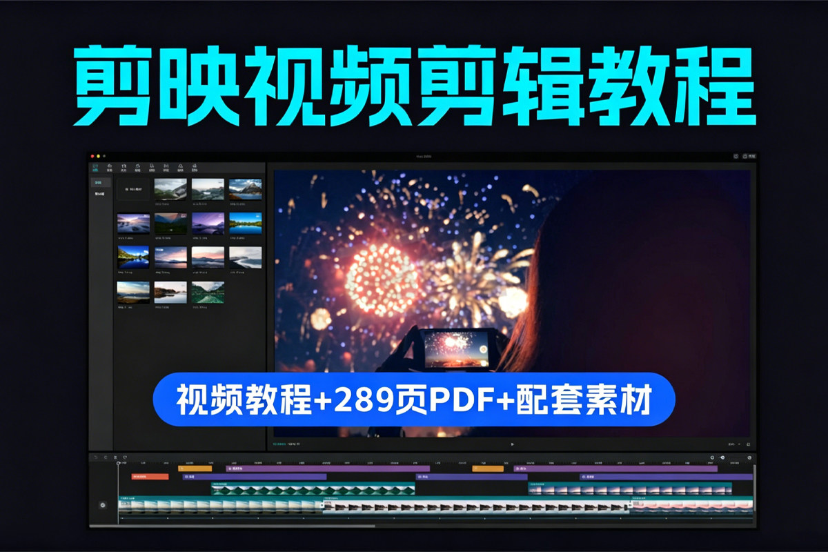 剪映视频剪辑从小白到大师 高级视频教程+289页PDF+配套素材！