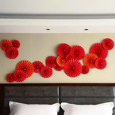 Wedding supplies wedding room birthday party mall shop window decoration paper fan flower wedding dress suit