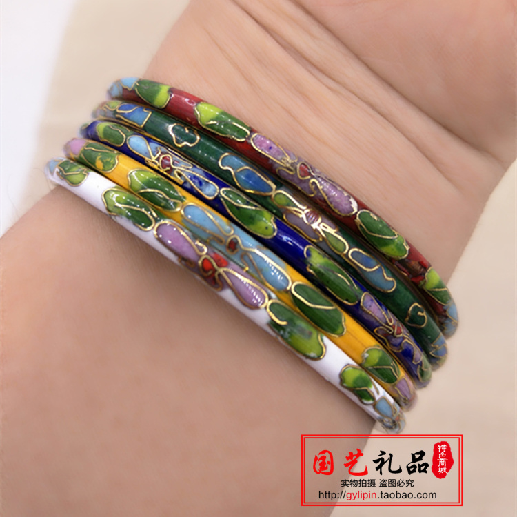 Bắc Kinh cũ cloisonne thủ công vòng tay bàn tốt bạc tay làm đường kính trong 6,1 cm - Vòng đeo tay Cuff vòng đeo tay