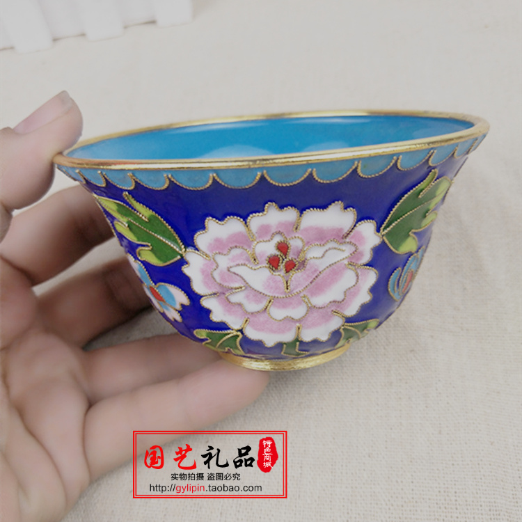 Old Beijing Zhengzong Jing Tai Blue 4 Inch Small Bowl Enamel Buddha Hall Water Supply Bowl Water Supply Cup Pendulum to go abroad to send old