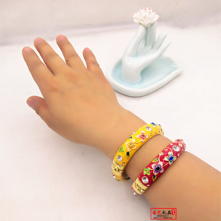 Fashion Jingtai Blue Insert Drilling Bracelet New Alloy Jingtai Blue Bracelet With Packaging Box Opening Flower Drilling Bracelet