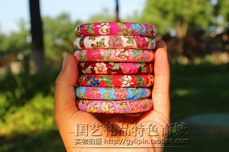 New Kyogawa Jingtai Blue bracelet Mudan flowers retro fashion bracelet Jingtai blue bracelet Sichuan tourist souvenirs