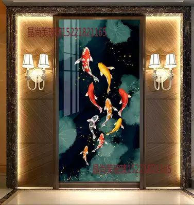 Modern art glass screen partition living room TV background wall aisle entrance entrance shoe cabinet craft glass
