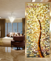 Shanghai art glass entrance Deep carved glass background glass partition Entrance door entrance Happiness tree