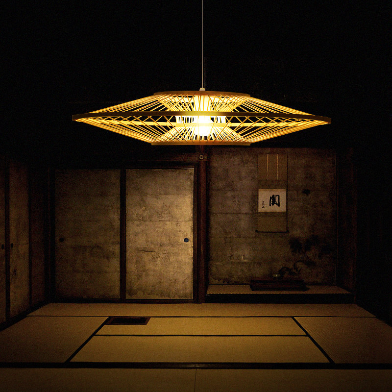 Day-style umbrella-shaped tatami tatami pendant light bamboo lamp Bamboo lamp Zen Artistic Chandelia Living-dining Room Folk Dining Hall Bedroom lamp