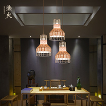 Personality creative homestay restaurant Tea Room retro Zen tea room chandelier pastoral style hand-woven art chandelier