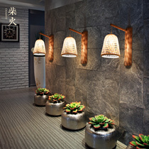 Retro Art Homestay Zen Tea Room Restaurant Hotel Hand-woven Natural Bamboo Strip Style Decorative Wall Lantern