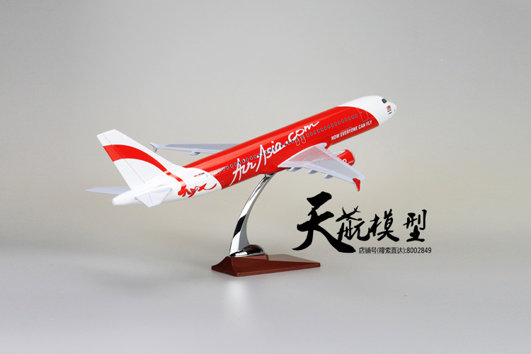 Red AirAsia tĩnh máy bay mô hình mô phỏng máy bay chở khách trang trí Airbus A320 Châu Á hàng không phòng khách trang trí 47 cm kinh doanh đồ chơi trẻ em