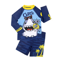  Childrens swimsuit Boys quick-drying split cold-proof and warm middle and large childrens long-sleeved swimming suit Water park hot spring cute