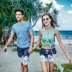 Cặp vợ chồng đi biển bên bờ biển quần nam mùa hè in hình quần bơi nhanh khô quần short phụ nữ năm điểm quần lớn 	quần đi biển cho bé trai Quần bãi biển