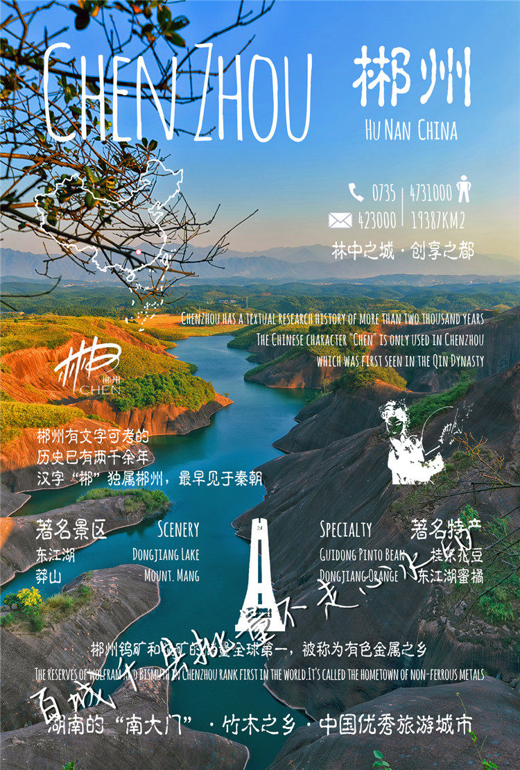 (Hundred Cities, Thousand Counties, Hunan) Chenzhou Xiangtan Zhangjiajie Xiangxi Yueyang Shaoyang Zhuzhou Huaihua Postcard