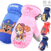  Childrens gloves ski boys and girls waterproof and warm winter windproof bag refers to baby children and young children thickened playing with snow