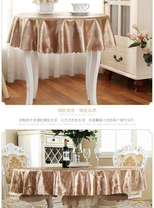 Khăn trải bàn tròn lớn không thấm nước chống vảy dầu không dùng một lần bàn khách sạn vải vải khách sạn nhà tròn vải phong cách châu Âu khăn trải bàn trắng