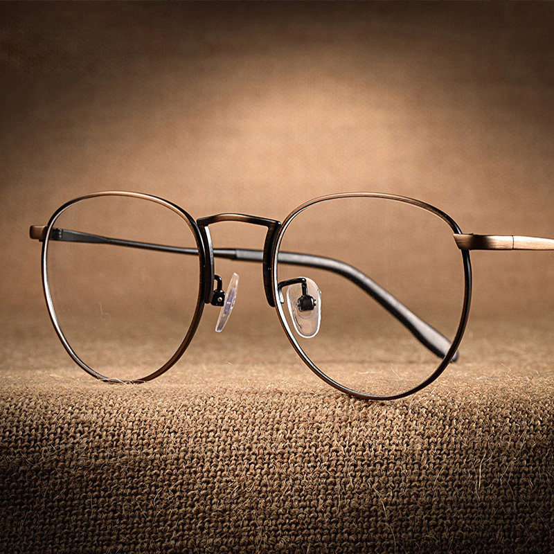 Glasses frame female myopia can be equipped with net red retro literary pure titanium eye frame frame male oval with glasses makeup