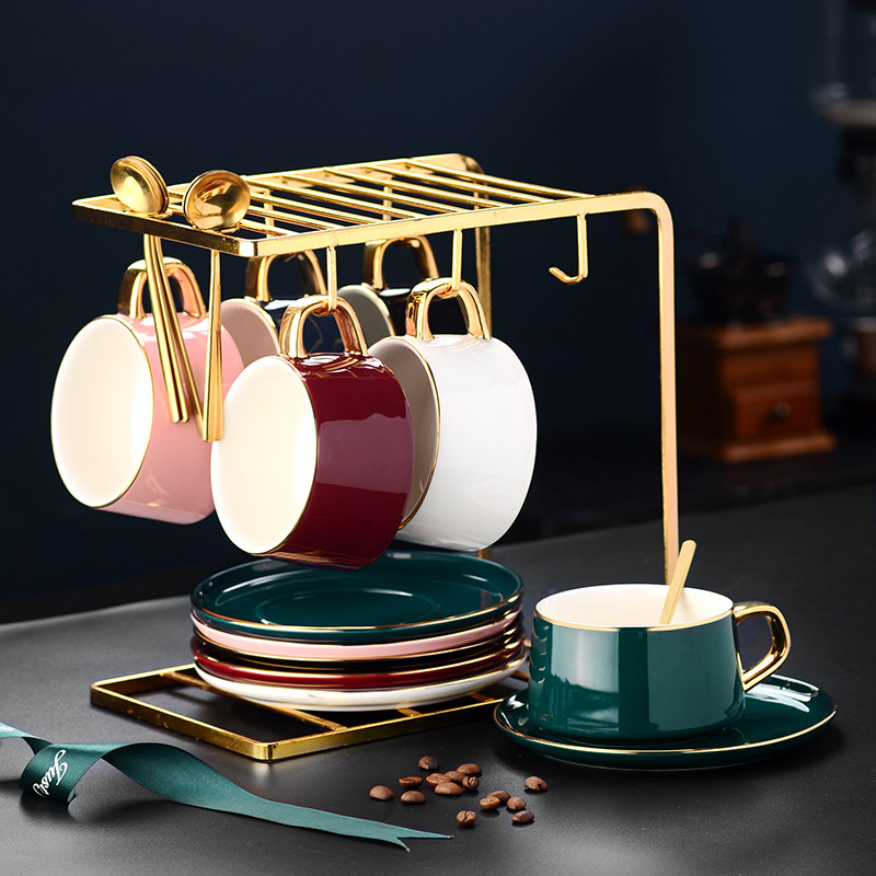 Exquisite coffee cup set European-style small luxury living room light luxury water cup ceramic household afternoon tea set coffee utensils
