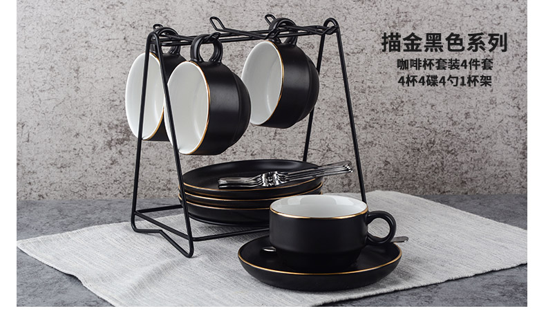 Bốn Fortune New Châu Âu Cốc Cà Phê Đặt Sáng Tạo Cốc Cà Phê Gốm Cốc Cà Phê Chiếc Đĩa Đặt Tiếng Anh Cốc Cà Phê dụng cụ pha chế cafe