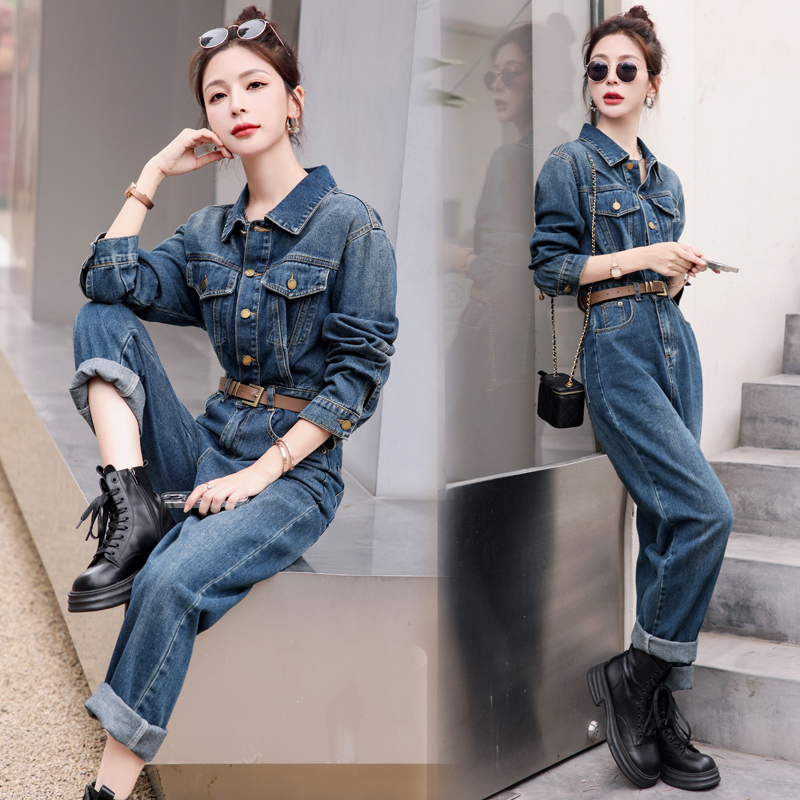 Workwear Denim Jumpsuit for Women, Spring and Autumn, High-End Style, 2026 New Model, Elegant Jumpsuit, High-End One-Piece Suit