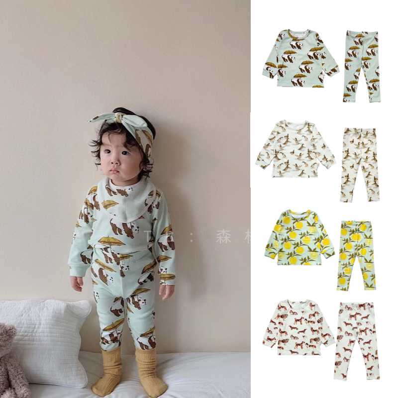 Fish Baby Child A - class long sleeve home dress suit underwear autumn clothes wear male and girl animals outside