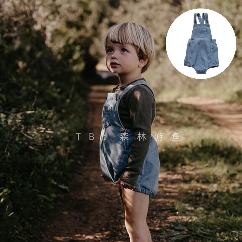 Yuyu custom British simple folk with the same style boys and girls baby cowboy baby bag pants retro soft ins