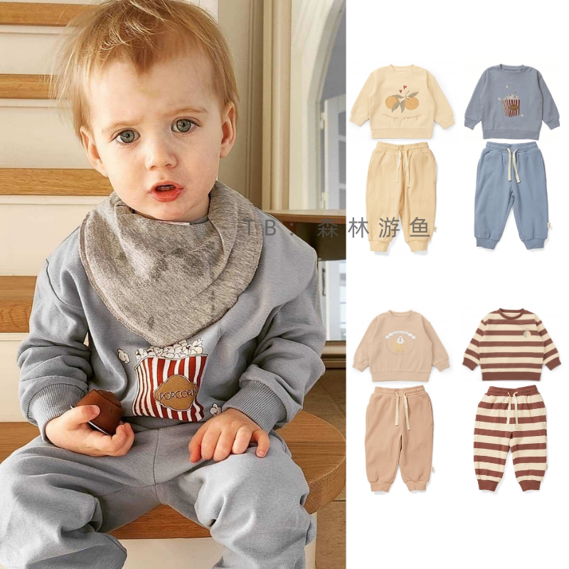 Swimming fish Danish ks baby children's sweater suit long-sleeved sports and leisure autumn and winter trousers konges