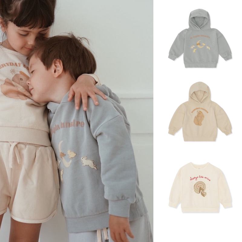 Yuyu custom Denmark ks22 new children's pullover sweater hooded neutral casual cotton thin velvet spring and autumn