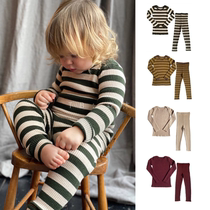 Tour fish custom British mabli baby wool wool bottom suit with striped home suit