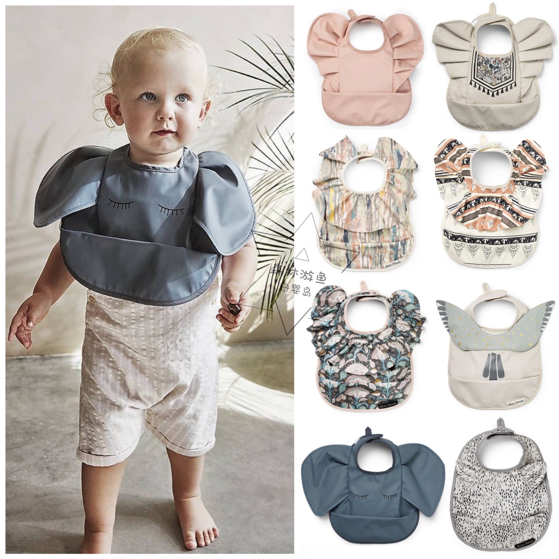 Fish custom Swedish elodie waterproof bib bib saliva towel eating bib baby eating non-staple food ins