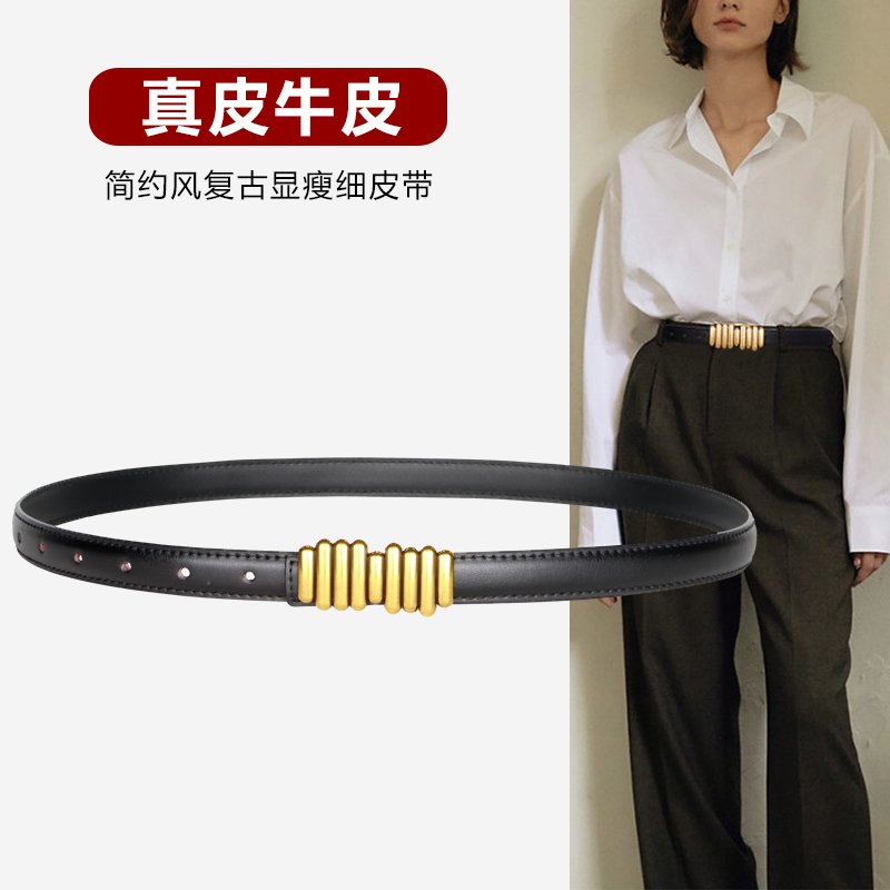 Fine belt female real leather big coat with waist trim sweater with foreign dress collection waist 100 lap fashion retro small leather strap
